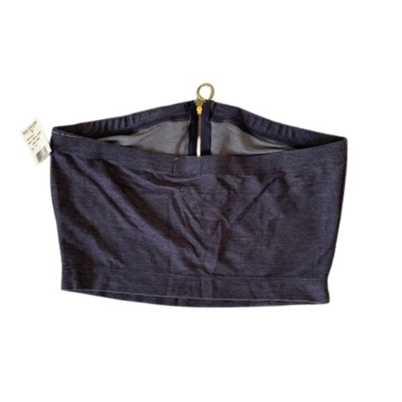 Tube Top - Knit Stretch Denim with front Zip. Medium and Large Sizes. Blue NWT - Picture 2 of 5